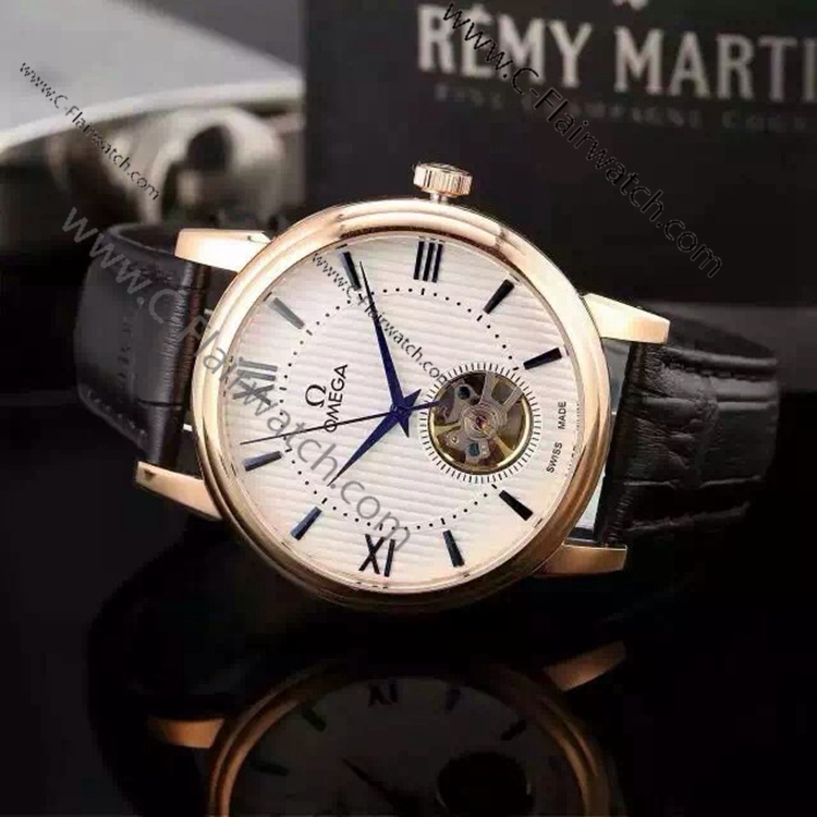 Replica Omega Toubillon Mens Leather Watch 005